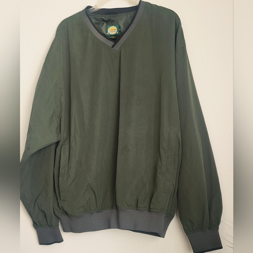 Cabela's Outdoor  Lined Windbreaker Pullover Ribbed Cuffs/Hem Pockets Men's Sz L